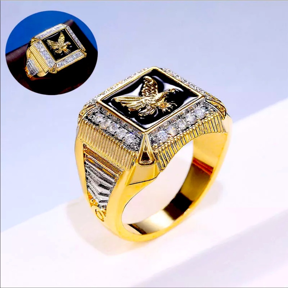 New Gold Men’s Simulated Studded Diamond Ring